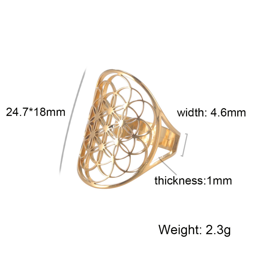 Acero inoxidable, tendencia personalizada, sentido retro de alta gama, flor de vitalidad hueca, arcángel pétalo  Anillos de hombre y mujer.  ACRR/58-325