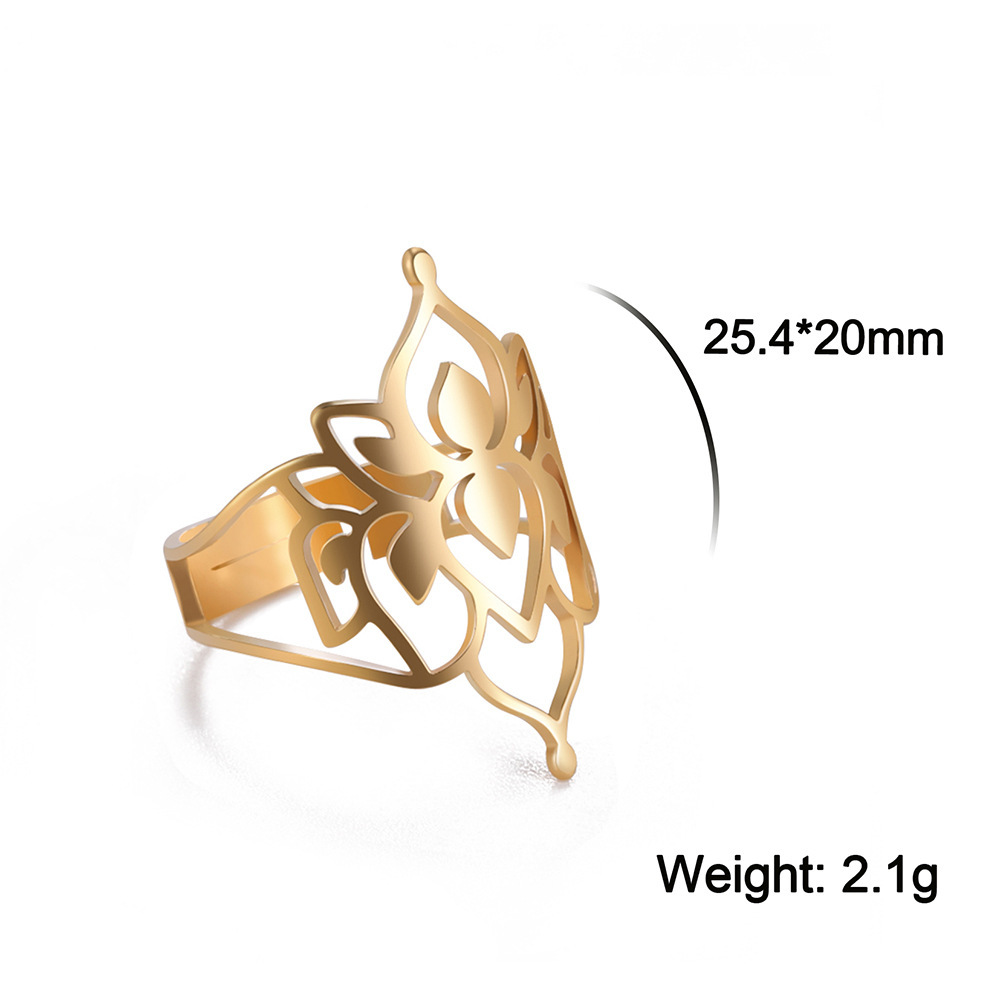 Acero inoxidable, tendencia personalizada, sentido retro de alta gama, flor de vitalidad hueca, arcángel pétalo  Anillos de hombre y mujer.  ACRR/58-325