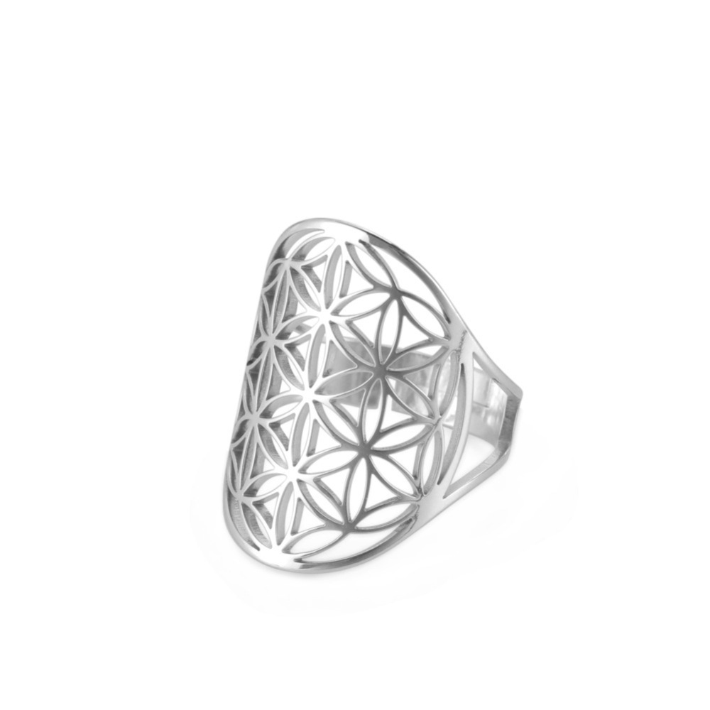 Acero inoxidable, tendencia personalizada, sentido retro de alta gama, flor de vitalidad hueca, arcángel pétalo  Anillos de hombre y mujer.  ACRR/58-325
