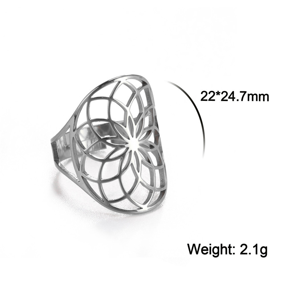 Acero inoxidable, tendencia personalizada, sentido retro de alta gama, flor de vitalidad hueca, arcángel pétalo  Anillos de hombre y mujer.  ACRR/58-325