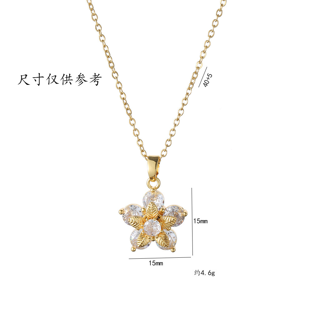 Conjunto de dos piezas de collar y pendientes de circonita redonda de girasol brillante de alta gama con joyería de cobre  COPSS/58-334