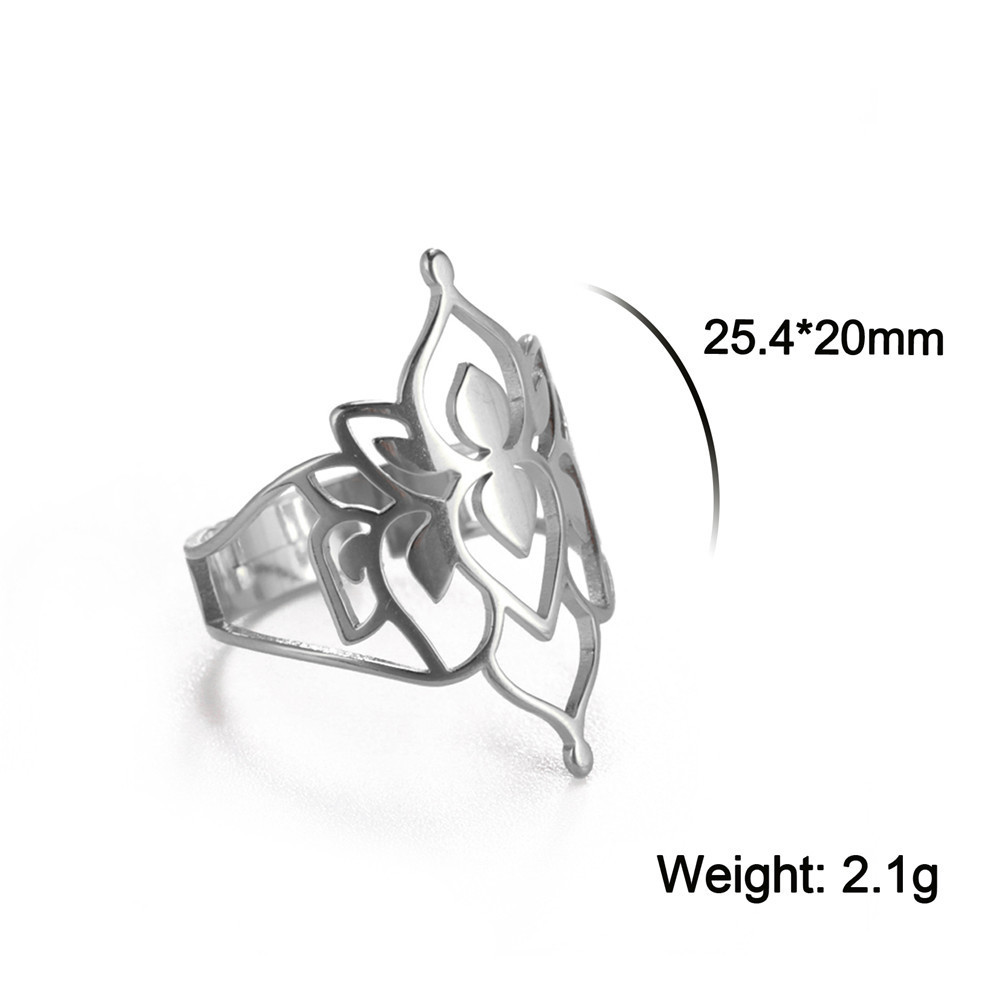 Acero inoxidable, tendencia personalizada, sentido retro de alta gama, flor de vitalidad hueca, arcángel pétalo  Anillos de hombre y mujer.  ACRR/58-325