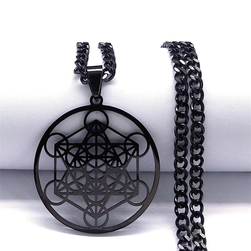 Collar de flores huecas de seis círculos cortados en acero inoxidable  ACRN/60-328