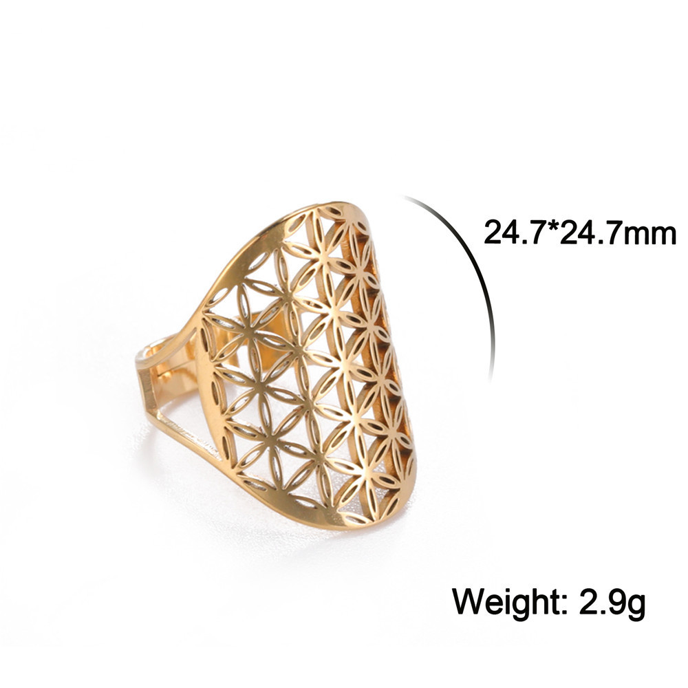 Acero inoxidable, tendencia personalizada, sentido retro de alta gama, flor de vitalidad hueca, arcángel pétalo  Anillos de hombre y mujer.  ACRR/58-325