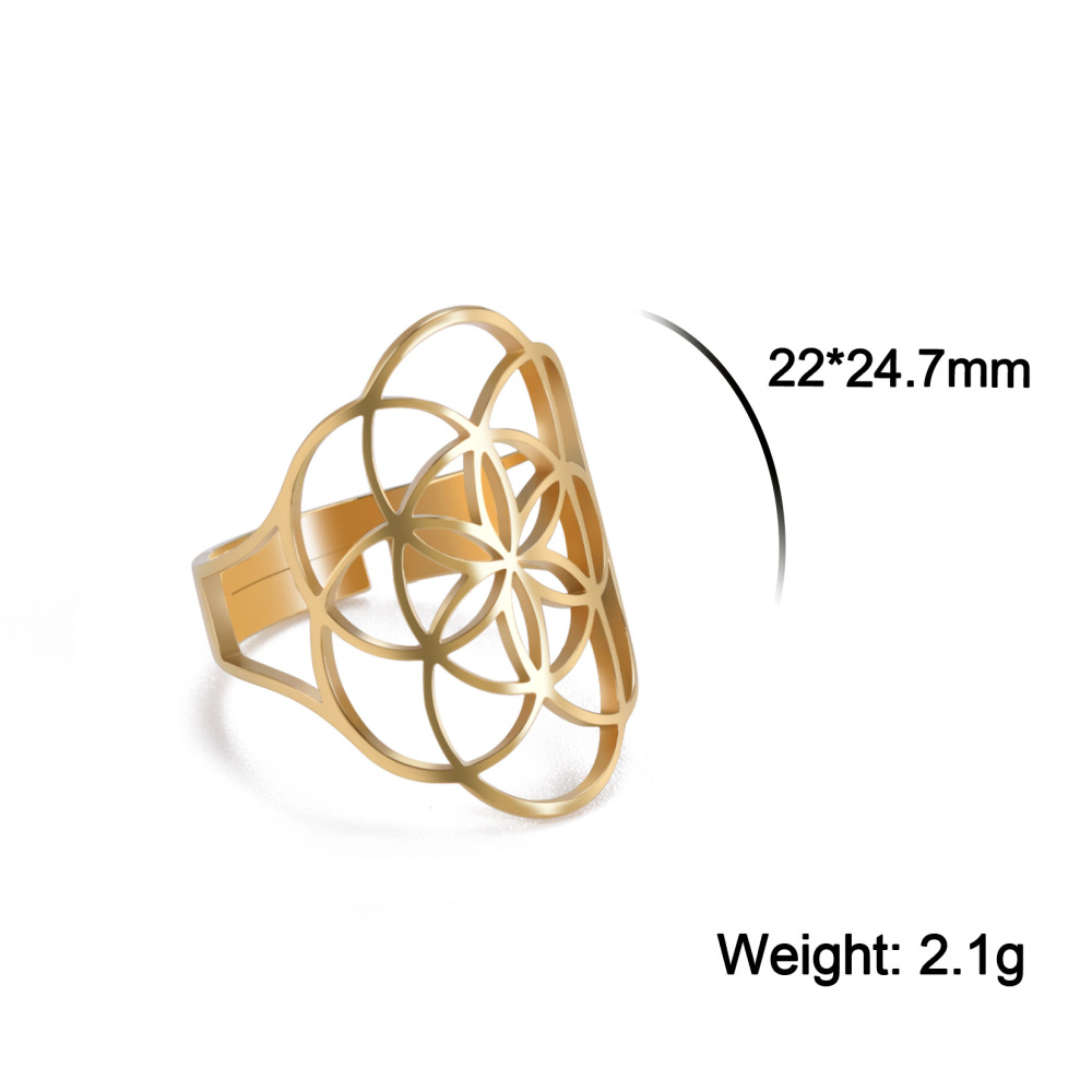 Acero inoxidable, tendencia personalizada, sentido retro de alta gama, flor de vitalidad hueca, arcángel pétalo  Anillos de hombre y mujer.  ACRR/58-325