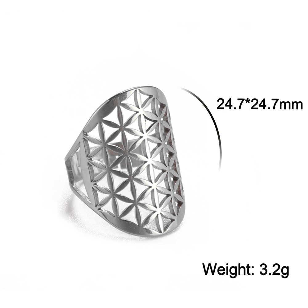Acero inoxidable, tendencia personalizada, sentido retro de alta gama, flor de vitalidad hueca, arcángel pétalo  Anillos de hombre y mujer.  ACRR/58-325