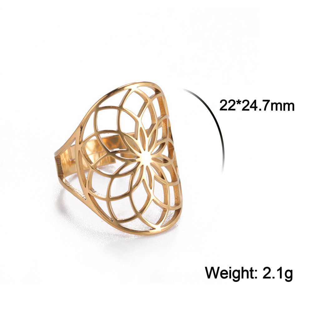 Acero inoxidable, tendencia personalizada, sentido retro de alta gama, flor de vitalidad hueca, arcángel pétalo  Anillos de hombre y mujer.  ACRR/58-325