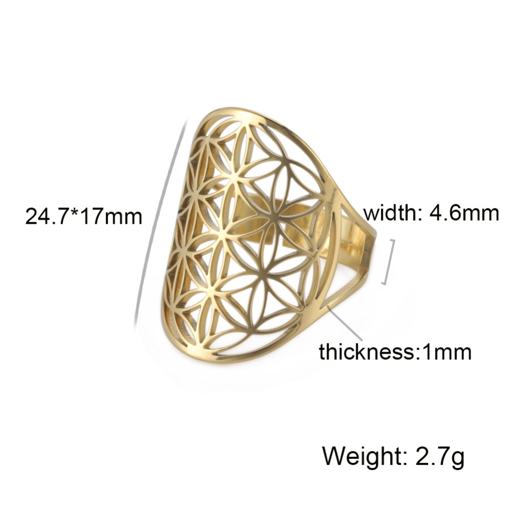 Acero inoxidable, tendencia personalizada, sentido retro de alta gama, flor de vitalidad hueca, arcángel pétalo  Anillos de hombre y mujer.  ACRR/58-325