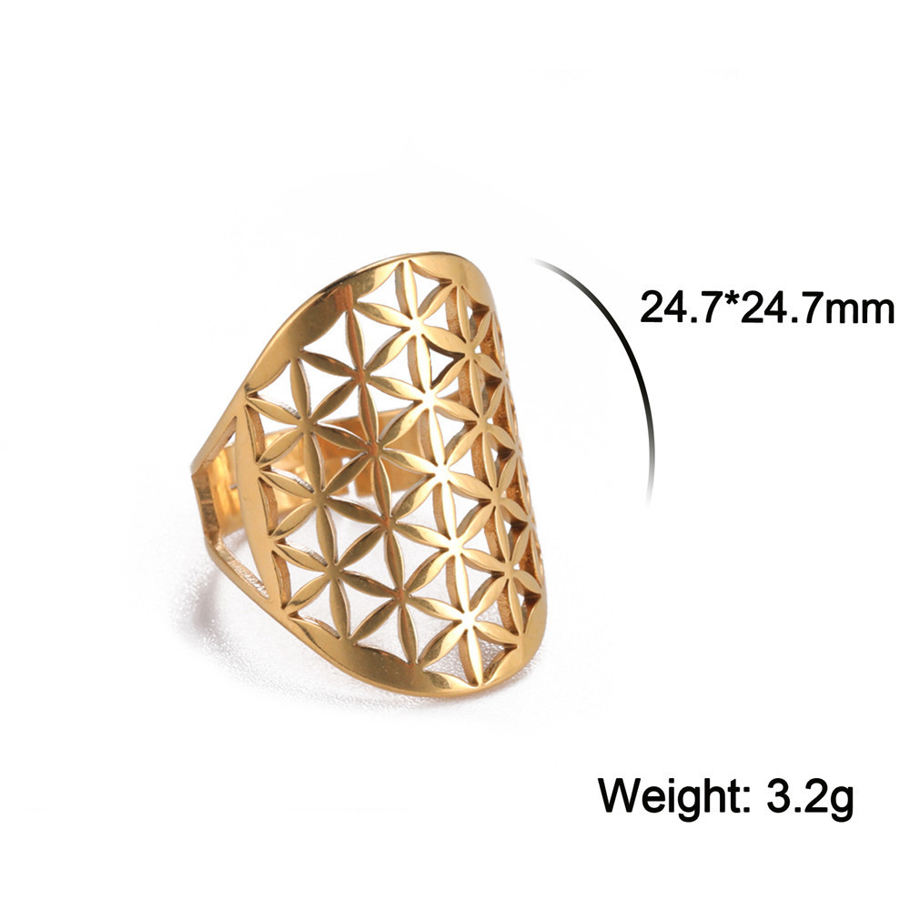 Acero inoxidable, tendencia personalizada, sentido retro de alta gama, flor de vitalidad hueca, arcángel pétalo  Anillos de hombre y mujer.  ACRR/58-325