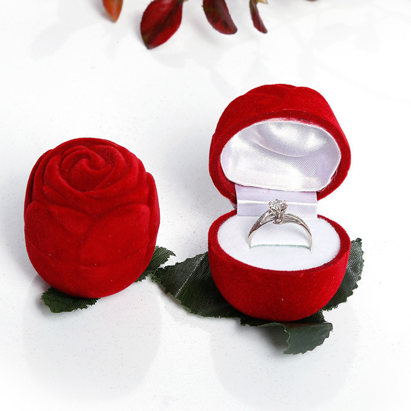 Rosa pequeña roja, caja para anillos, joyero, joyería de alta gama, romántico Día de San Valentín, caja de regalo  CEE/41-300