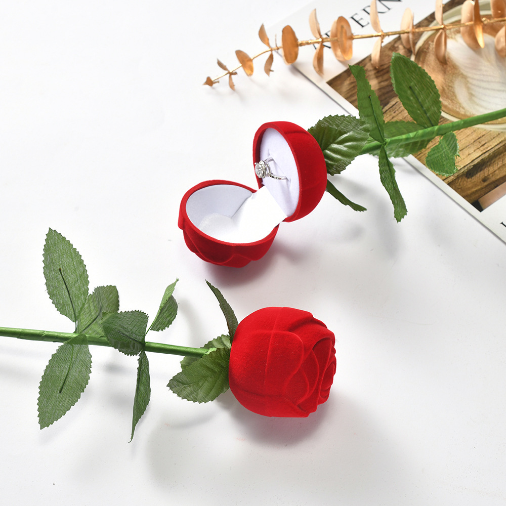 Rosa pequeña roja, caja para anillos, joyero, joyería de alta gama, romántico Día de San Valentín, caja de regalo  CEE/41-300