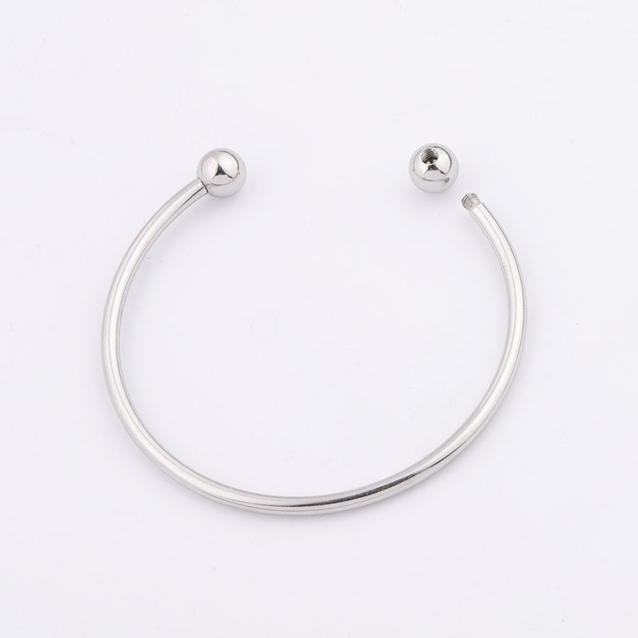 Pulsera de cuentas de bolas abiertas de acero inoxidable, alambre redondo, cuentas a juego para bricolaje, pulsera básica, 3 mm de espesor, 60 mm  ACRB/71-345