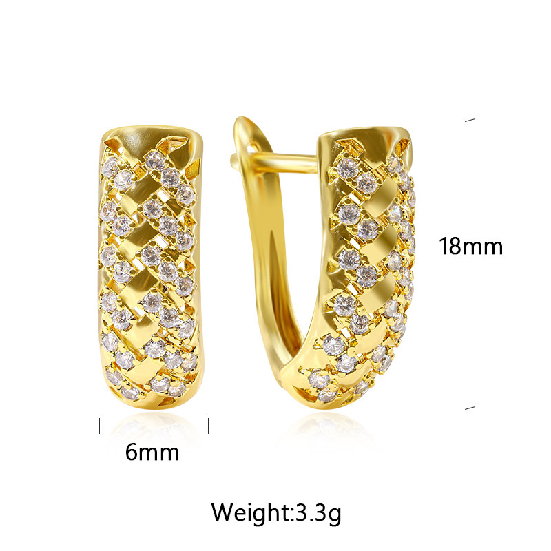 Versátiles pendientes de joyería de cobre chapados en oro de cobre brillante de estilo simple en forma de U Pendientes personalizados estilo circón con incrustaciones de diamantes  COPE/72-346(Ⅷ)