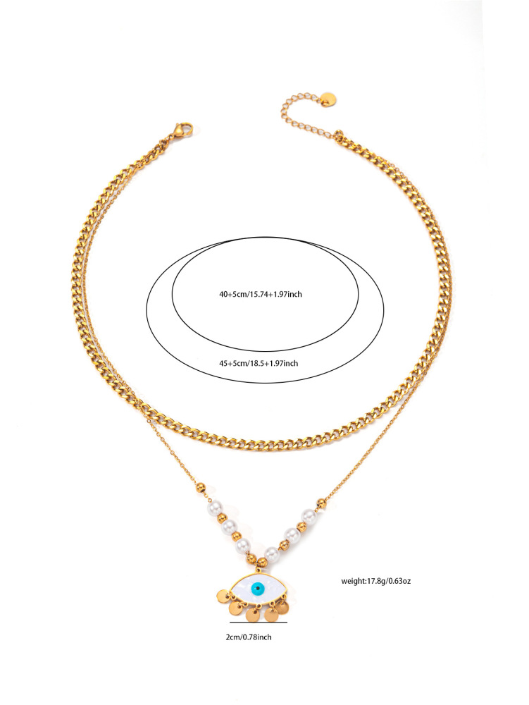 acero inoxidable / corazon / cruz / serpiente /perla / redondo / collar /juego /ACRN192-351