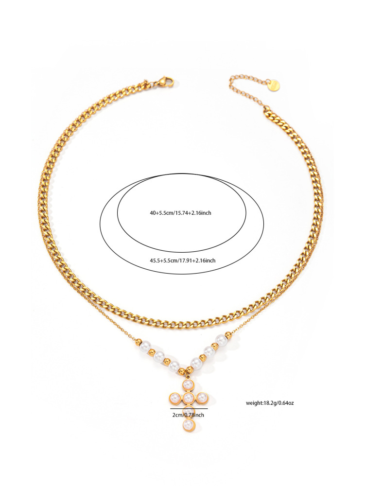 acero inoxidable / corazon / cruz / serpiente /perla / redondo / collar /juego /ACRN192-351