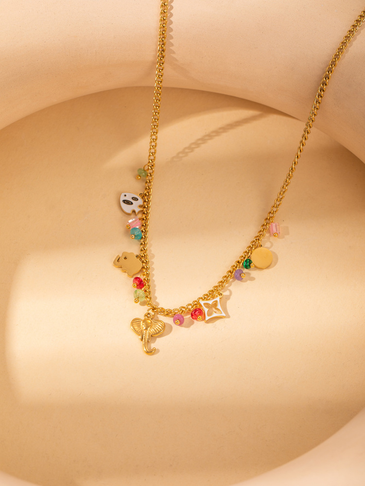 acero inoxidable / corazon / cruz / serpiente /perla / redondo / collar /juego /ACRN192-351