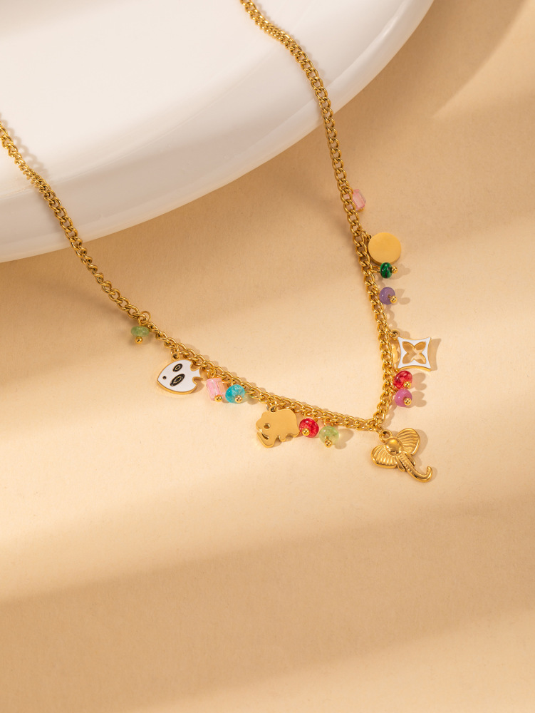 acero inoxidable / corazon / cruz / serpiente /perla / redondo / collar /juego /ACRN192-351