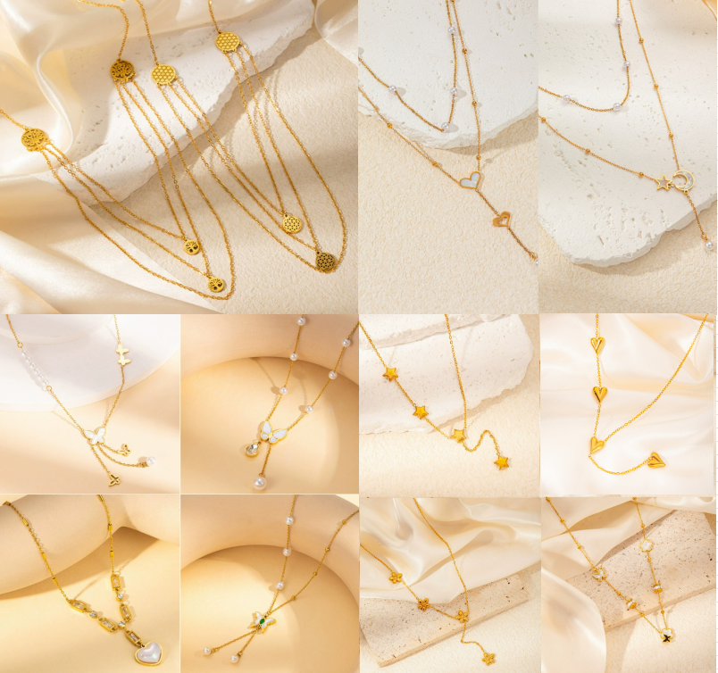 Acero inoxidable / corazon / mariposa / Flores / Estrella y luna / Árboles / collar ACRN/192-359