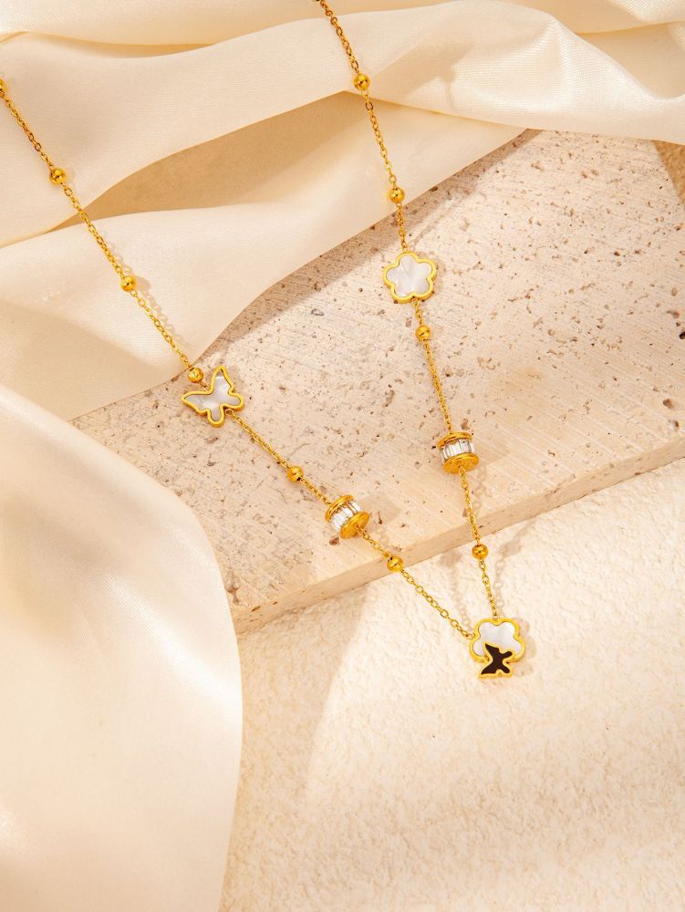 Acero inoxidable / corazon / mariposa / Flores / Estrella y luna / Árboles / collar ACRN/192-359