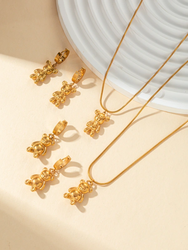 Acero inoxidable / Corazon / Estrella y luna / Oso / Rosas / juego / Collar / Aretes ACRSS/192-360