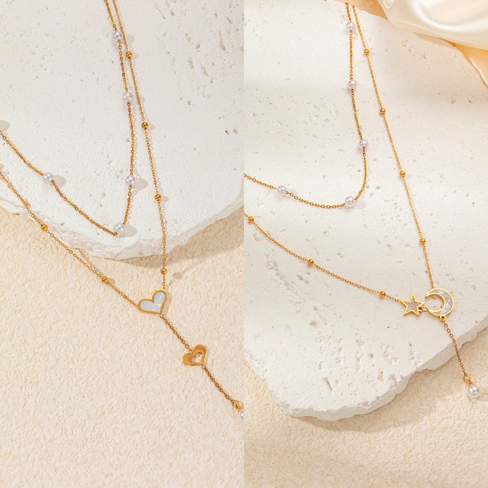 Acero inoxidable / corazon / mariposa / Flores / Estrella y luna / Árboles / collar ACRN/192-359
