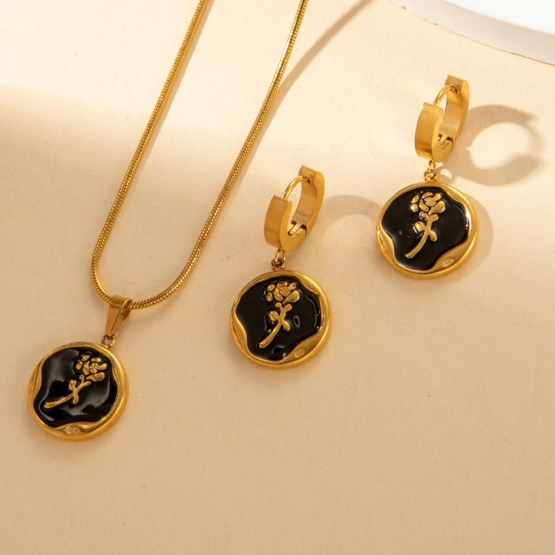 Acero inoxidable / Corazon / Estrella y luna / Oso / Rosas / juego / Collar / Aretes ACRSS/192-360