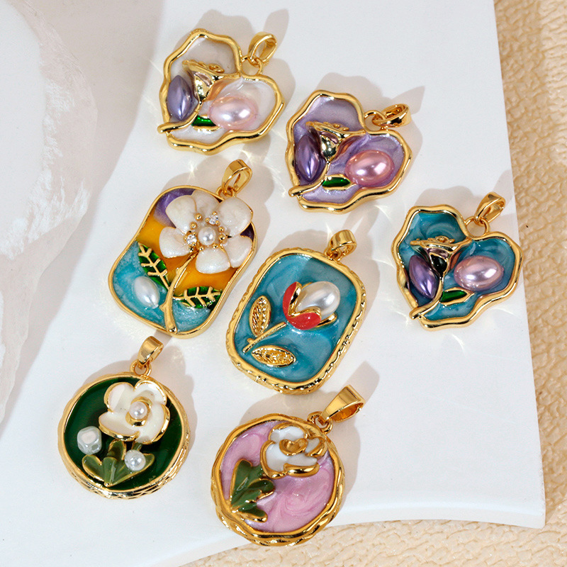 Copper / Colgante / Rosas / Corazon / Flores / Mariposa / Gotear aceite / COPE/193-368