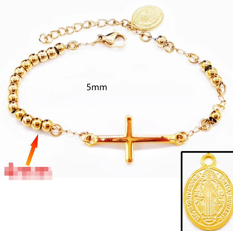 Acero inoxidable / 5mm / Pulsera / Religión cruzada / ACRB/194-375