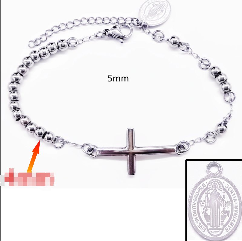 Acero inoxidable / 5mm / Pulsera / Religión cruzada / ACRB/194-375