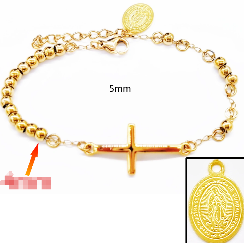 Acero inoxidable / 5mm / Pulsera / Religión cruzada / ACRB/194-375