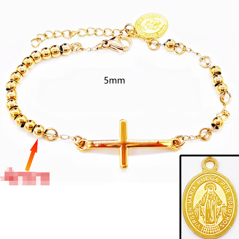 Acero inoxidable / 5mm / Pulsera / Religión cruzada / ACRB/194-375