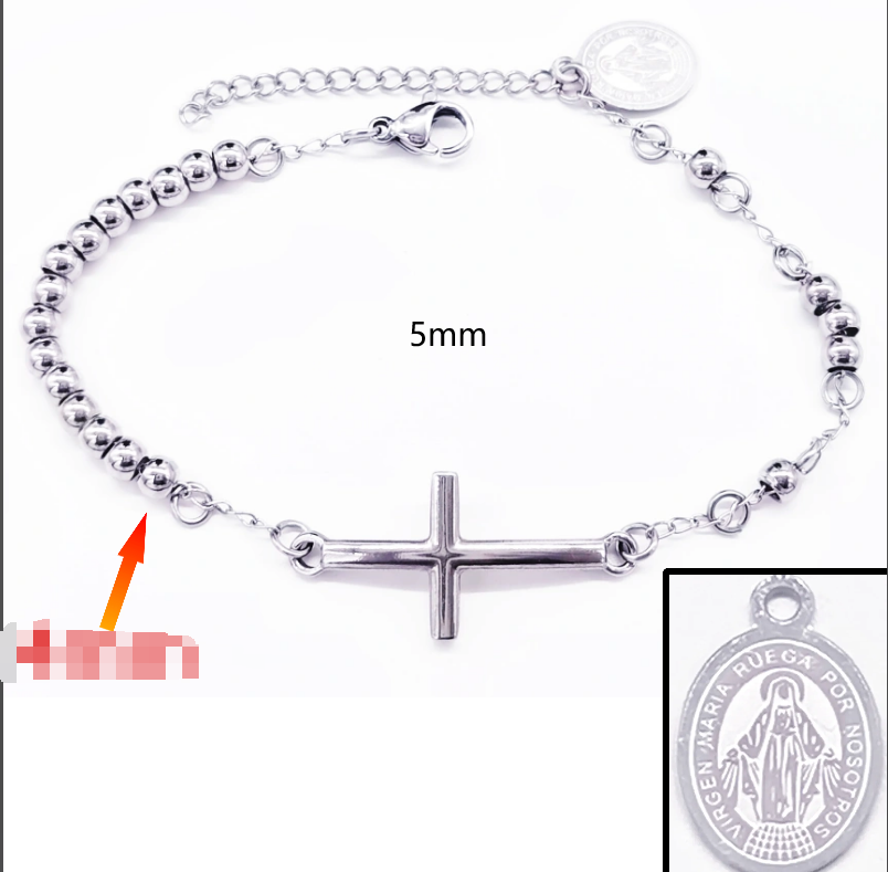 Acero inoxidable / 5mm / Pulsera / Religión cruzada / ACRB/194-375