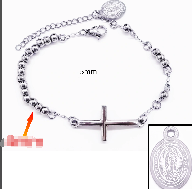 Acero inoxidable / 5mm / Pulsera / Religión cruzada / ACRB/194-375