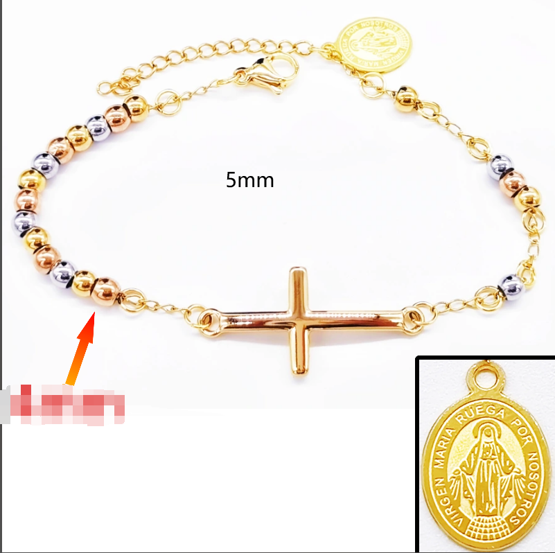 Acero inoxidable / 5mm / Pulsera / Religión cruzada / ACRB/194-375