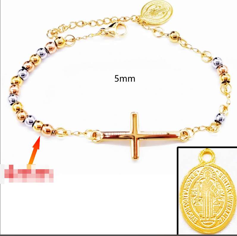 Acero inoxidable / 5mm / Pulsera / Religión cruzada / ACRB/194-375