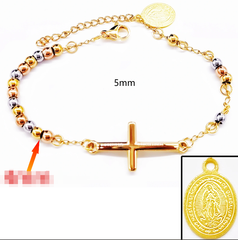 Acero inoxidable / 5mm / Pulsera / Religión cruzada / ACRB/194-375