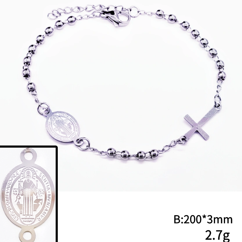 Acero inoxidable / 3mm / Pulsera / Religión cruzada