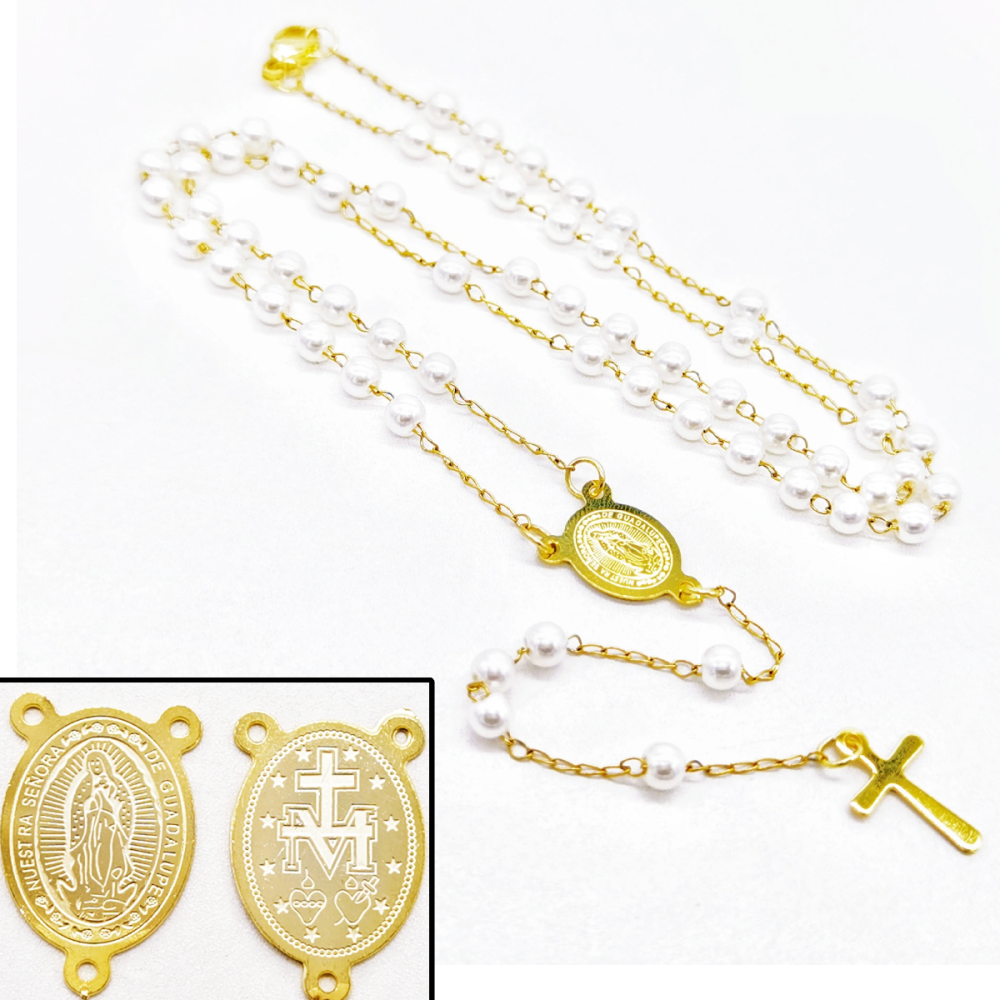 Acero inoxidable / 4mm / collar / Perlas de plástico / Religión cruzada / ACRN/194-378