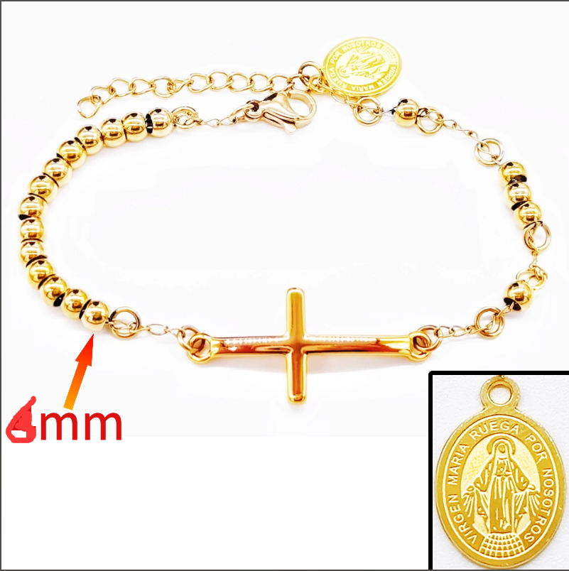 Acero inoxidable / 6mm / Pulsera / Religión cruzada / ACRB/194-376