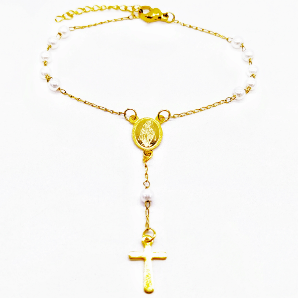 Acero inoxidable / 4mm / Pulsera / Perlas de plástico / Religión cruzada / ACRB/194-377