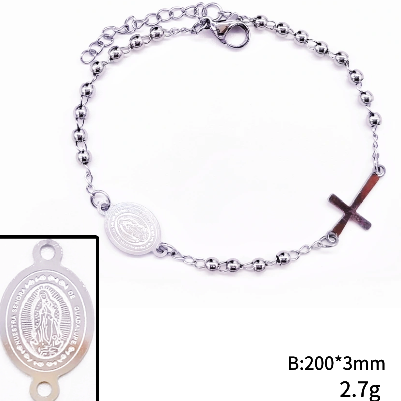 Acero inoxidable / 3mm / Pulsera / Religión cruzada