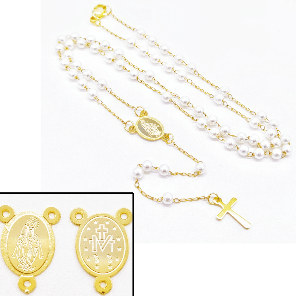 Acero inoxidable / 4mm / collar / Perlas de plástico / Religión cruzada / ACRN/194-378