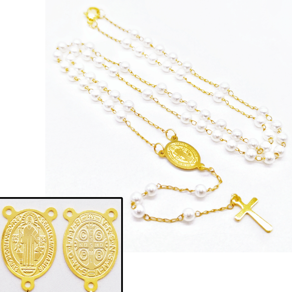 Acero inoxidable / 4mm / collar / Perlas de plástico / Religión cruzada / ACRN/194-378
