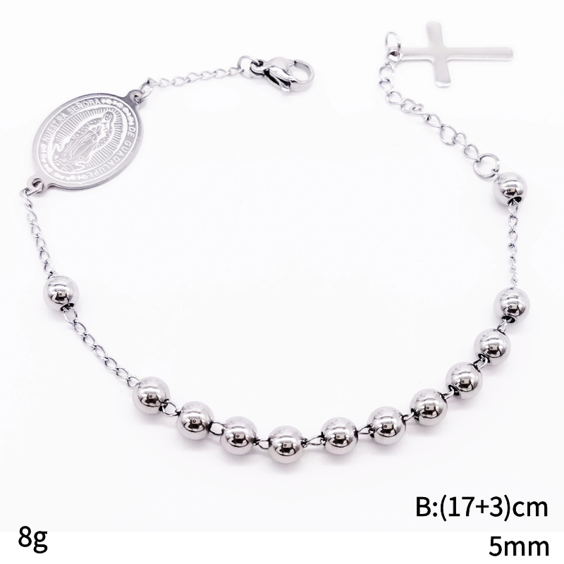 Acero inoxidable / 5mm / Pulsera / Religión cruzada / ACRB/194-379