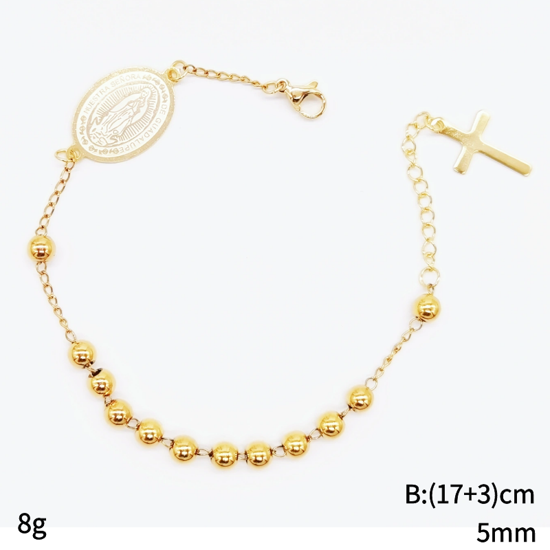 Acero inoxidable / 5mm / Pulsera / Religión cruzada / ACRB/194-379