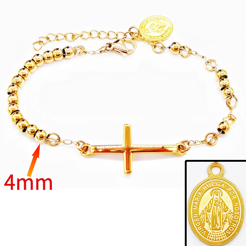Acero inoxidable / 4mm / Pulsera / Religión cruzada / ACRB/194-374