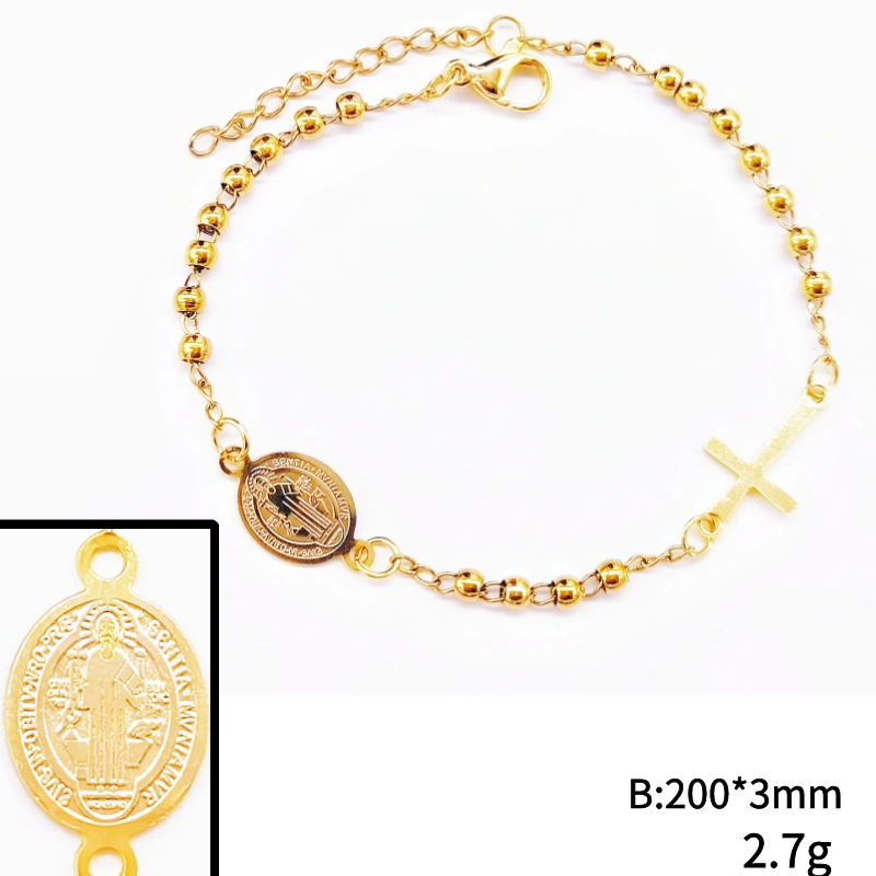 Acero inoxidable / 3mm / Pulsera / Religión cruzada