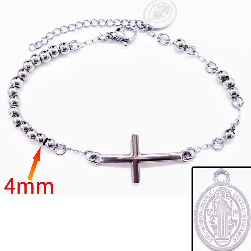 Acero inoxidable / 4mm / Pulsera / Religión cruzada / ACRB/194-374
