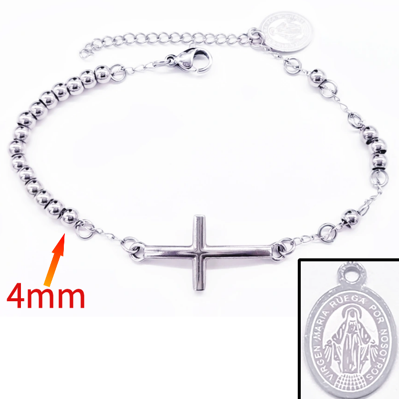 Acero inoxidable / 4mm / Pulsera / Religión cruzada / ACRB/194-374
