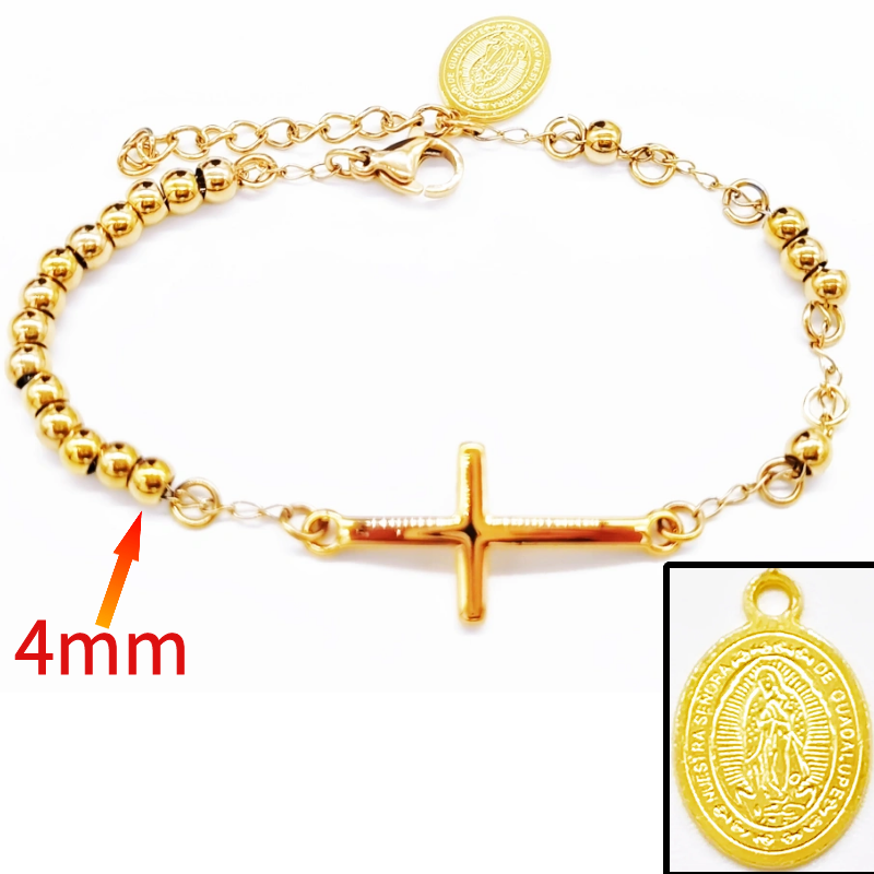 Acero inoxidable / 4mm / Pulsera / Religión cruzada / ACRB/194-374